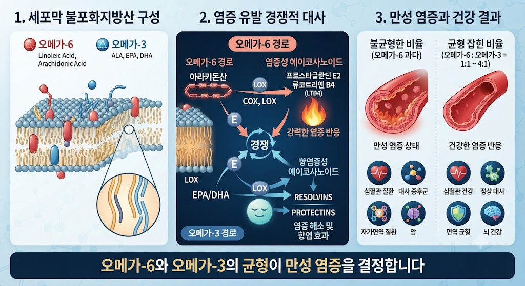 만성 염증을 유발하는 오메가-6와 오메가-3의 세포막 불포화지방산 경쟁 1 image 36