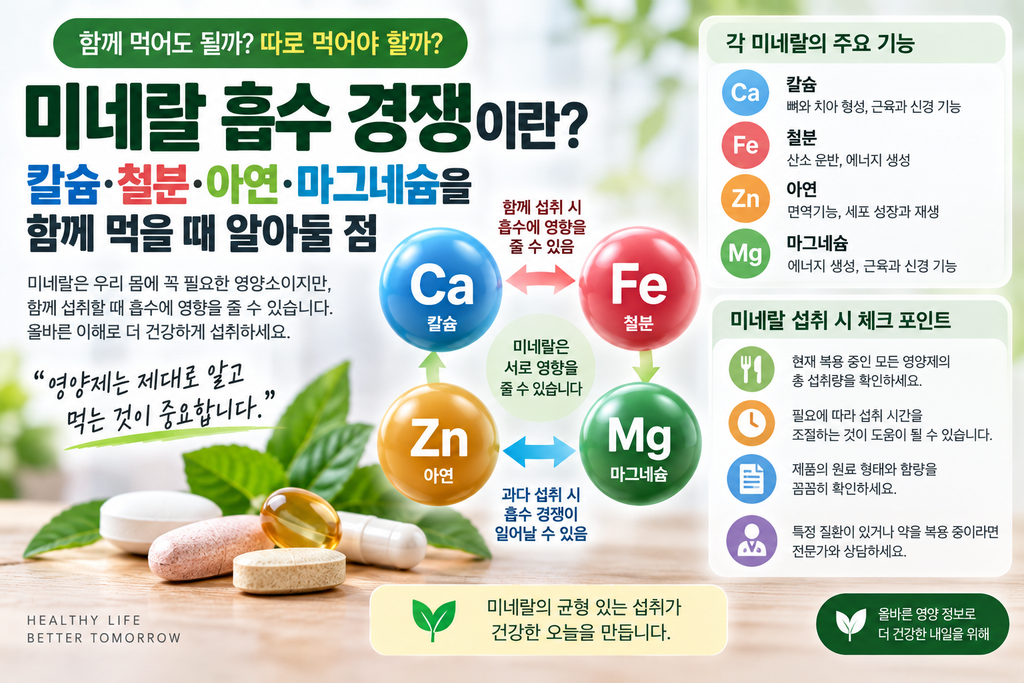 미네랄 흡수 경쟁이란? 칼슘·철분·아연·마그네슘을 함께 먹을 때 알아둘 점 1 image 30