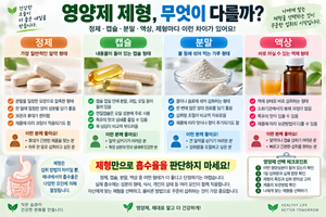 영양제 정제·캡슐·분말·액상 차이는? 제형에 따라 흡수율이 달라질까? 9 영양제 정제·캡슐·분말·액상 차이는?