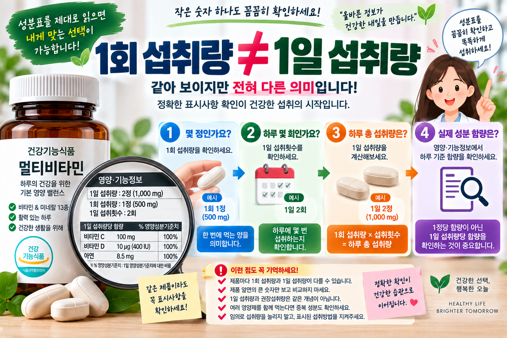 영양제 1회 섭취량과 1일 섭취량 차이는? 하루 몇 정 먹는지 성분표 읽는 법 1 image 43