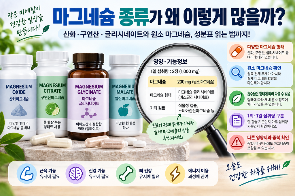 마그네슘 종류가 왜 이렇게 많을까? 산화·구연산·글리시네이트와 원소 마그네슘 읽는 법 1 image 51