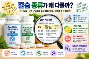 칼슘 종류가 왜 다를까? 탄산칼슘·구연산칼슘과 실제 칼슘 함량 읽는 법 2 칼슘 종류가 왜 다를까? 탄산칼슘·구연산칼슘과 실제 칼슘 함량 읽는 법